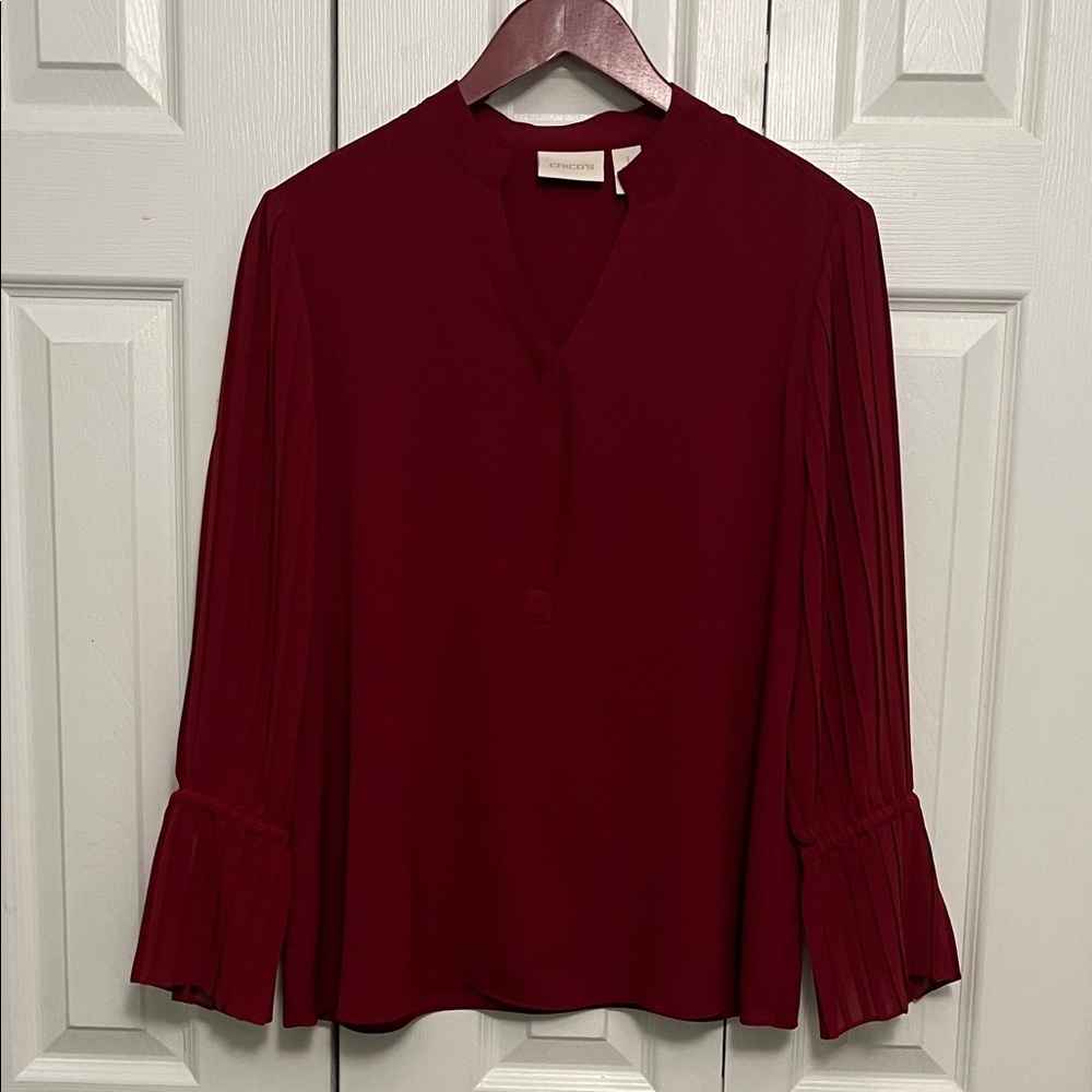 Chico’s  Deep Red Blouse burgundy size 1